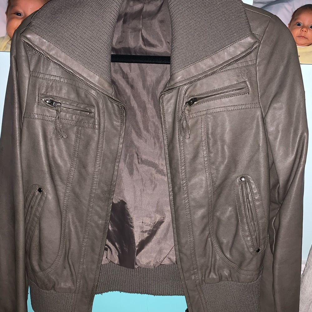 Grey Leather Jacket